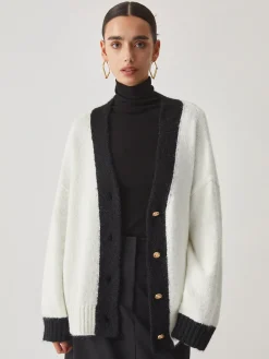 Outlet Oversized Contrast Trim Cardigan Cardigans|Sweaters & Cardigans