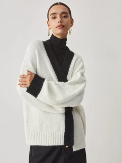 Outlet Oversized Contrast Trim Cardigan Cardigans|Sweaters & Cardigans