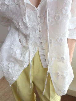 Online Oversized Embroidered Floral Shirt Blouses & Shirts|Tops