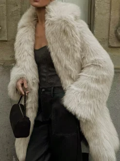 Outlet Oversized Fuzzy Women Faux Fur Coat Outerwear|Coats