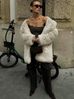 Outlet Oversized Fuzzy Women Faux Fur Coat Outerwear|Coats