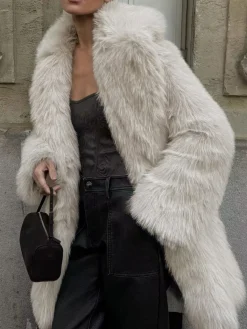 Outlet Oversized Fuzzy Women Faux Fur Coat Outerwear|Coats