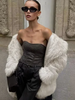 Outlet Oversized Fuzzy Women Faux Fur Coat Outerwear|Coats