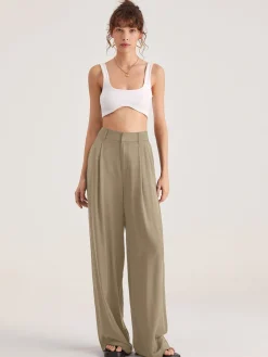 Best Oversized High Waisted Pleat Front Trousers Wide Leg|Pants
