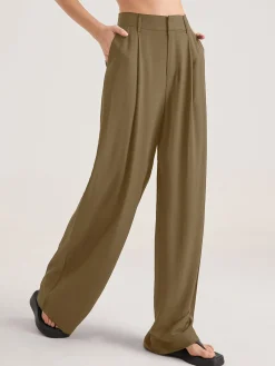 Best Oversized High Waisted Pleat Front Trousers Wide Leg|Pants