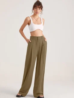 Best Oversized High Waisted Pleat Front Trousers Wide Leg|Pants