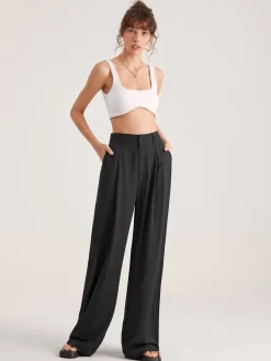 Best Oversized High Waisted Pleat Front Trousers Wide Leg|Pants