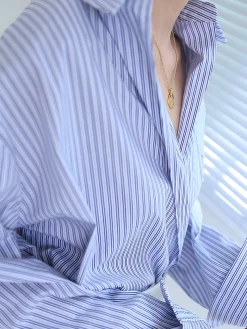Hot Oversized Pinstripe Button Down Shirt Blouses & Shirts|Tops