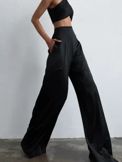 Clearance Oversized Satin Wide Leg Dress Pants Wide Leg|Pants