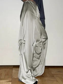 Oversized Satin Wide Leg Pants Wide Leg|Pants