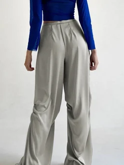 Oversized Satin Wide Leg Pants Wide Leg|Pants