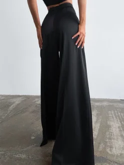 Sale Oversized Satin Wide Leg Dress Pants Wide Leg|Pants