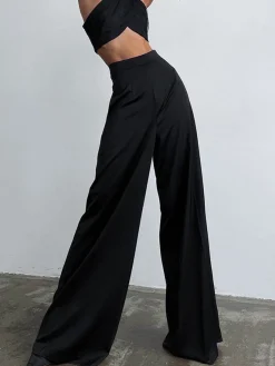 Sale Oversized Satin Wide Leg Dress Pants Wide Leg|Pants