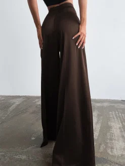 Sale Oversized Satin Wide Leg Dress Pants Wide Leg|Pants