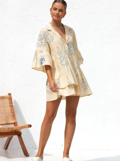 Discount Oversized Sun Print Short Dress Casual Dresses|Vacation Dresses