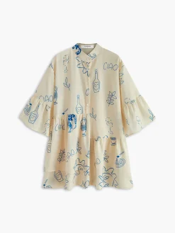 Discount Oversized Sun Print Short Dress Casual Dresses|Vacation Dresses
