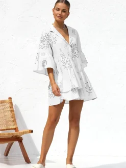 Discount Oversized Sun Print Short Dress Casual Dresses|Vacation Dresses