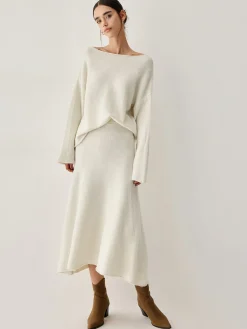 Clearance Oversized Sweater Two Piece Skirt Set Sweater Tops|Long Sleeve Sets
