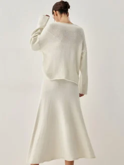 Clearance Oversized Sweater Two Piece Skirt Set Sweater Tops|Long Sleeve Sets