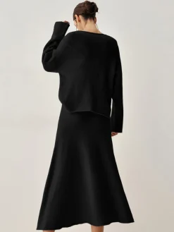 Clearance Oversized Sweater Two Piece Skirt Set Sweater Tops|Long Sleeve Sets