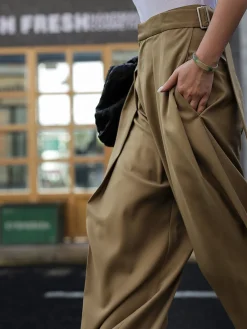 Online Oversized Tied Wide Leg Dress Pants Wide Leg|Pants
