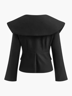 Online Oversized-Collar Slim Zipper Blazer Blazers|Outerwear