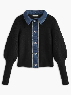 Discount Panel Breasted Stretch Lapel Knit Top Sweater Tops|Sweaters & Cardigans