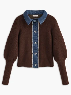 Discount Panel Breasted Stretch Lapel Knit Top Sweater Tops|Sweaters & Cardigans