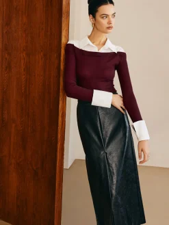 Outlet Panel Jersey Slim Top T-shirts|Tops