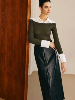 Outlet Panel Jersey Slim Top T-shirts|Tops