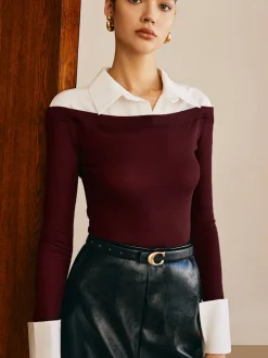 Outlet Panel Jersey Slim Top T-shirts|Tops