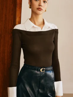 Outlet Panel Jersey Slim Top T-shirts|Tops