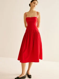 Panel Pleated Cami Dress Casual Dresses|Vacation Dresses