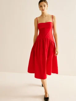 Panel Pleated Cami Dress Casual Dresses|Vacation Dresses