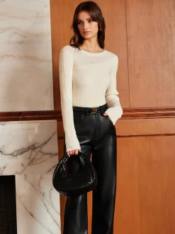 Panel Ribbed Slim Sweater Sweater Tops|Sweaters & Cardigans
