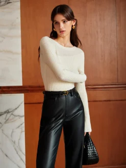 Panel Ribbed Slim Sweater Sweater Tops|Sweaters & Cardigans