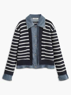 Online Panel Striped Faux Fur Coat Outerwear|Coats