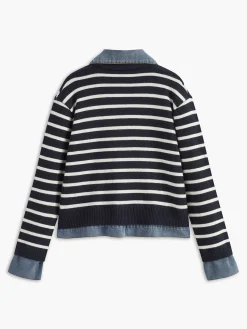 Online Panel Striped Faux Fur Coat Outerwear|Coats