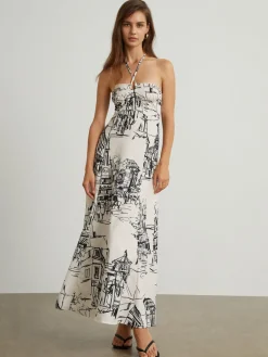 Outlet Paris Street Halter Long Dress White Dresses|Casual Dresses