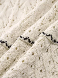 Hot Paros Crochet Eyelet See Through Midi Dress White Dresses|Sweater Dresses