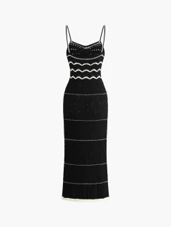Hot Paros Crochet Eyelet See Through Midi Dress White Dresses|Sweater Dresses