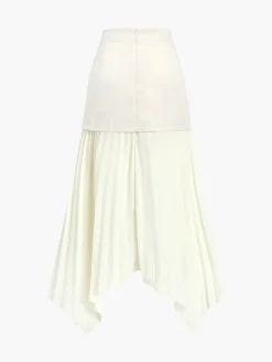 Sale Patchwork Asymmetrical Pleated Buttoned Midi Skirt Skirts|Bottoms