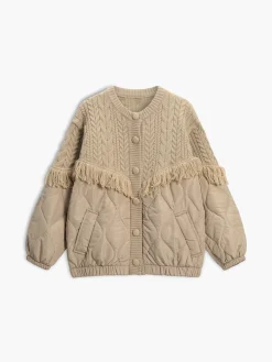 Discount Patchwork Cable Knit Quilted Coat Outerwear|Coats