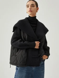 Clearance Patchwork Collared Geometric Winter Coat Outerwear|Tops