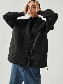 Clearance Patchwork Collared Geometric Winter Coat Outerwear|Tops