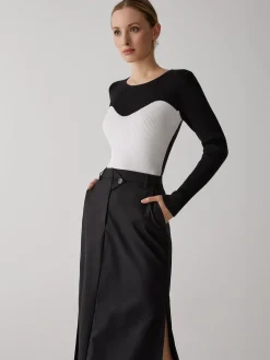 Online Patchwork Contrast Crew Neck Sweater Sweater Tops|Sweaters & Cardigans