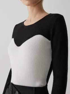 Online Patchwork Contrast Crew Neck Sweater Sweater Tops|Sweaters & Cardigans
