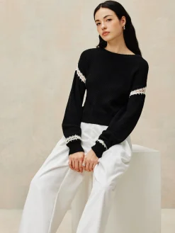 Best Patchwork Design Pullover Sweater Sweater Tops|Sweaters & Cardigans