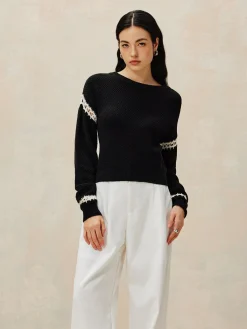 Best Patchwork Design Pullover Sweater Sweater Tops|Sweaters & Cardigans