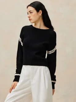 Best Patchwork Design Pullover Sweater Sweater Tops|Sweaters & Cardigans